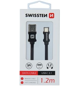 Swissten 3A Textile USB / USB-C Fast Charging Cable 1.2m