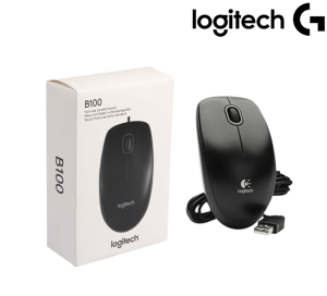 Logitech B100 USB Optical Wired Mouse Black
