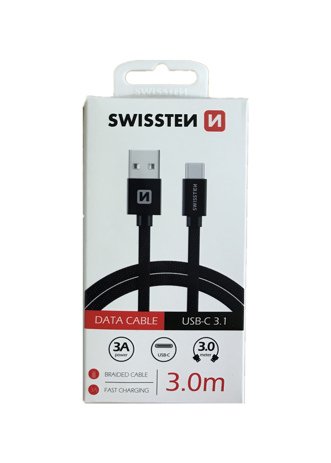 Swissten Textile Type C Cable  3A 3.0m