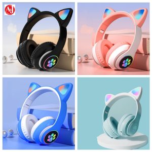 BLUETOOTH/LED HEADPHONES CAT EARS FOR CHILDREN BLUE STN-28