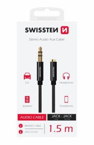 SWISSTEN AUDIO CABEL TEXTILE 3,5 mm JACK(Male) - 3,5 mm JACK (Female) 1.5M
