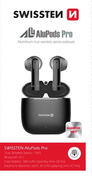 BLUETOOTH TWS EARPHONES SWISSTEN ALUPODS PRO