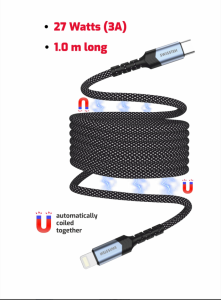 SWISSTEN MAGNETIC DATA CABLE SELF-WINDING USB-C / LIGHTNING(Type-C) 1 M
