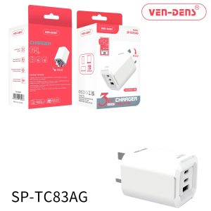 65W GaN Charger USB & Type-C 3-in-1 Multi-Port Charger Folding Plug (SP-TC83AG)