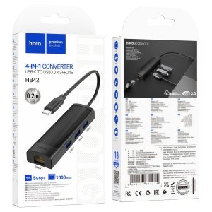 HOCO HB42 USB-C TO USB 3.0 X 3 + RJ45 CONVERTER