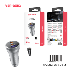 VEN-DENS 3 Port 90w Powerful Car Charger (VD-CC012)