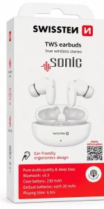 BLUETOOTH TWS EARPHONES SWISSTEN SONIC WHITE