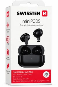 BLUETOOTH TWS EARPHONES SWISSTEN MINIPODS BLACK