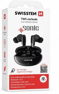 BLUETOOTH TWS EARPHONES SWISSTEN SONIC BLACK